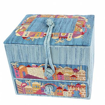 Embroidered Jewelry Boxes - Jerusalem Blue