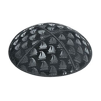 Embossed Suede Kippot - Sailboats