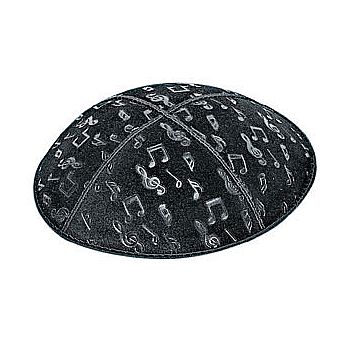 Embossed Suede Kippot - Musical Notes
