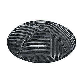 Embossed Suede Kippot - Angled Stripes