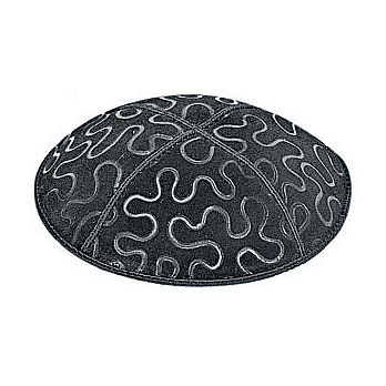 Embossed Suede Kippot - Puzzle Pattern