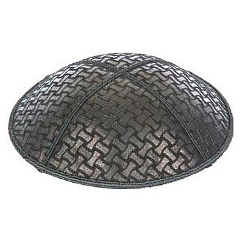 Embossed Suede Kippot - Chain Link