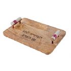 Emanuel Wood Challah Board with Hammered Handles-Red