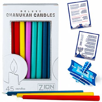 Deluxe Tapered Long Chanukah Candles - Color Blast