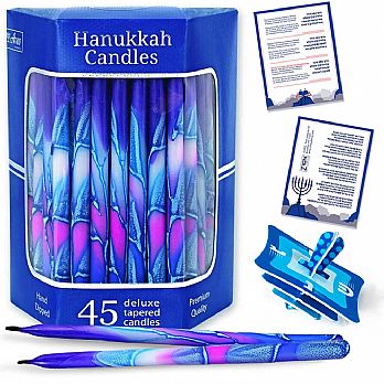 Deluxe Tapered Multi Hued Frosted Hanukkah Candles