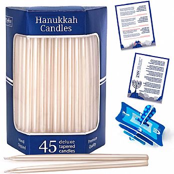 Deluxe Premium Tapered Pearl Hanukkah Candles