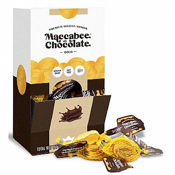 Premium Belgian Kosher Maccabee Chocolate Coins - Nut Free Dairy - Box of 24