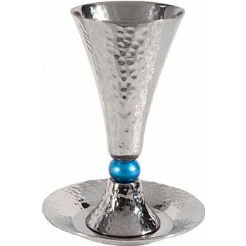 Anodized Aluminum Kiddush Cup & Coaster By Emanuel - Turquoise