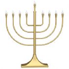 23'' Large Display LED Electric Menorah with Flame Shaped Bulbs - Satin Gold