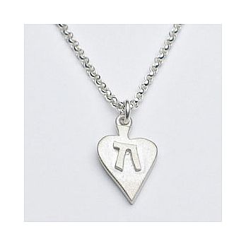 Sterling Heart Neclace with Chai