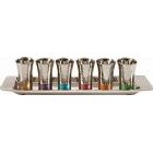 Kiddush Cups Cordial Set By Emanuel Hammered with Color
