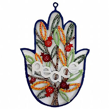 Hand Decorated Hamsa by Glushka Israel - Peace
