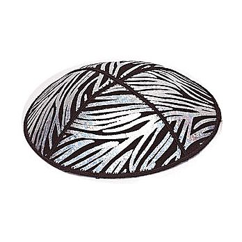Foil Embossed Suede Kippot - Zebra Pattern