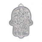 Emanuel Anodized Aluminum Hamsa with Tree Cutuout - Silver