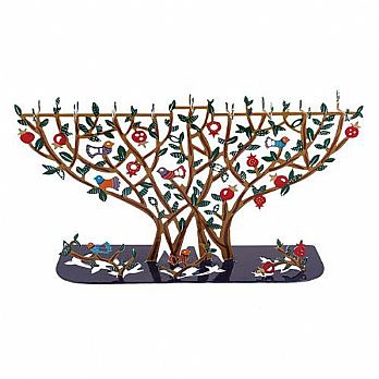 Emanuel Hanukkah Menorah T-lights - Laser Cut - Pomegranate Tree