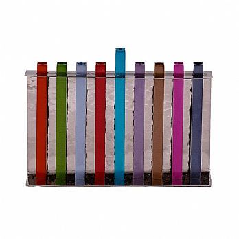 Emanuel Hammered Menorah with Anodized Branches - Multicolor