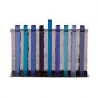 Emanuel Hammered Menorah with Anodized Branches - Blue