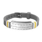 Leather and Stainless Steel Bracelet - Protective Angles Gray