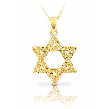 Sterling Silver Star of David Pendant - with 24K Gold Overlay