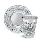 Stainless Steel  Kiddush Cup and Coaster - Dots
