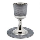 Luxurious Nickel Plated & Enamel Kiddush Cup Set - Dark Grey
