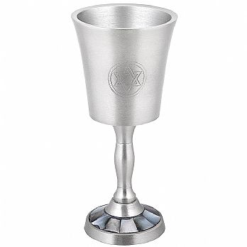 Aluminum Wine Cup with Natural Black Pearl Inlay - Pewter Finish