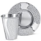 Stainless Steel Kiddush Cup and Coaster - Waves