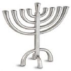 Transitional Menorah with Modern Rough Finish - Silver