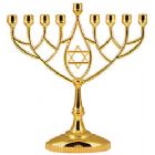 Gold Tone Classic Hanukkah Menorah - Geometric