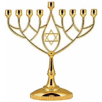 Gold Tone Classic Hanukkah Menorah - Geometric