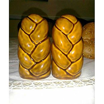 Challah Shape Salt & Pepper Shakers-- Ceramic