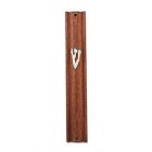 Natural Wood Mezuzah Cover with Sterling Silver Appliqued Shin