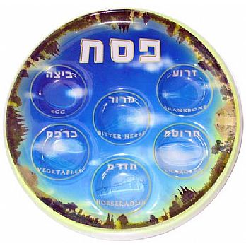 Vinyl Passover Seder Plates - Vibrant Jerusalem - 25 Pack, Seder Plates For All Your Guests