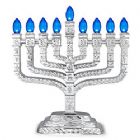 Silver Electroplated LED Electric Menorah - Knesset Style