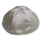 Satin Kippot with Optional Personalization - Silver/Grey