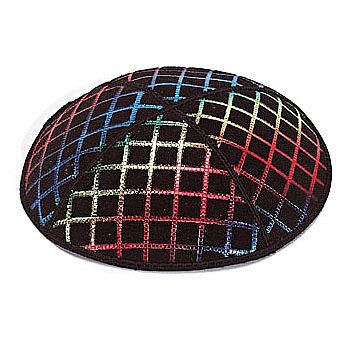 Foil Embossed Suede Kippah - Quilted Pattern