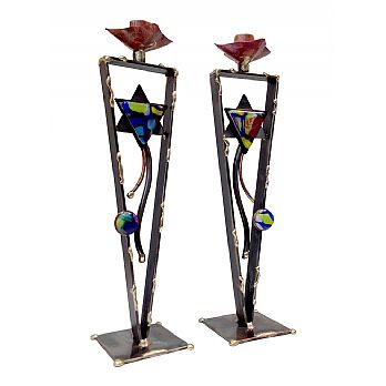 Star Tower Candlestick Pair by Gary Rosenthal