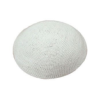 Solid White Knitted Yarmulke For Any Occasion