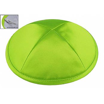 Deluxe Imprinted Satin Kippot - Lime Green