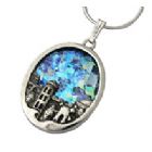 Sterling silver Jerusalem pendant with ancient Roman glass