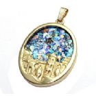 14K gold Jerusalem pendant with ancient Roman glass
