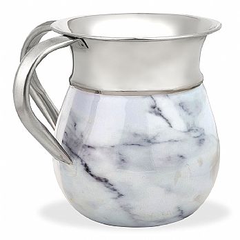 Aluminum Wash Cup Marble Decal - White Carrara