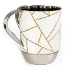 Stainless Steel Wash Cup with 2 Handles - Geometric