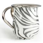 Stainless Steel Wash Cup with 2Handles - Zebra Silver