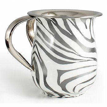 Stainless Steel Wash Cup with 2Handles - Zebra Silver
