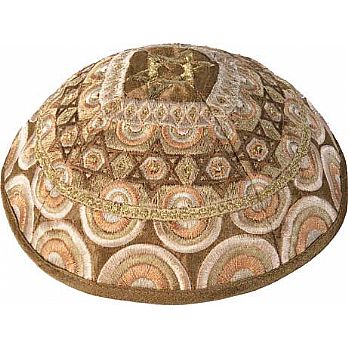 Machine Embroidered Kippah by Yair Emanuel - Multi Gold