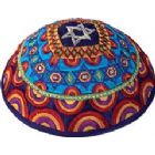 Machine Embroidered Kippah by Yair Emanuel - Multi Color
