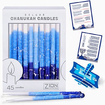 Deluxe Hanukkah Celebration Candles Blue elegance - Box of 45