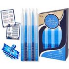 Blue/White Tri Color Tapered Chanukah Candles