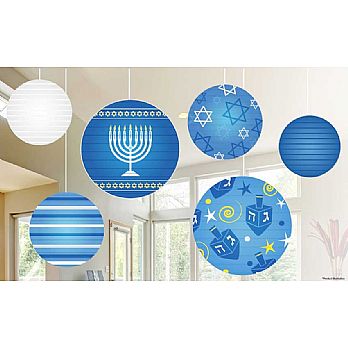 Hanukkah Ball Lantern Decoration Ceiling Mount 6 Set